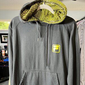 VTG FILA Gold Foil Accented Black Hoodie SZ Large - Deadstock & RARE